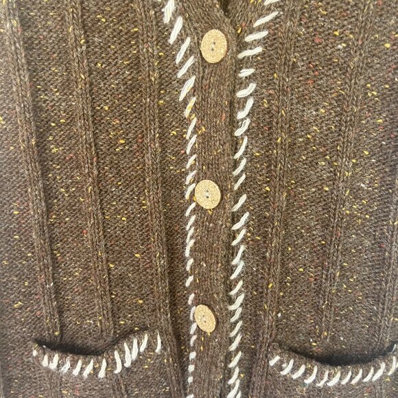 IVY Wool Blend Hand Embroidery Knit Vest Womens Small Brown New - Picture 5 of 12